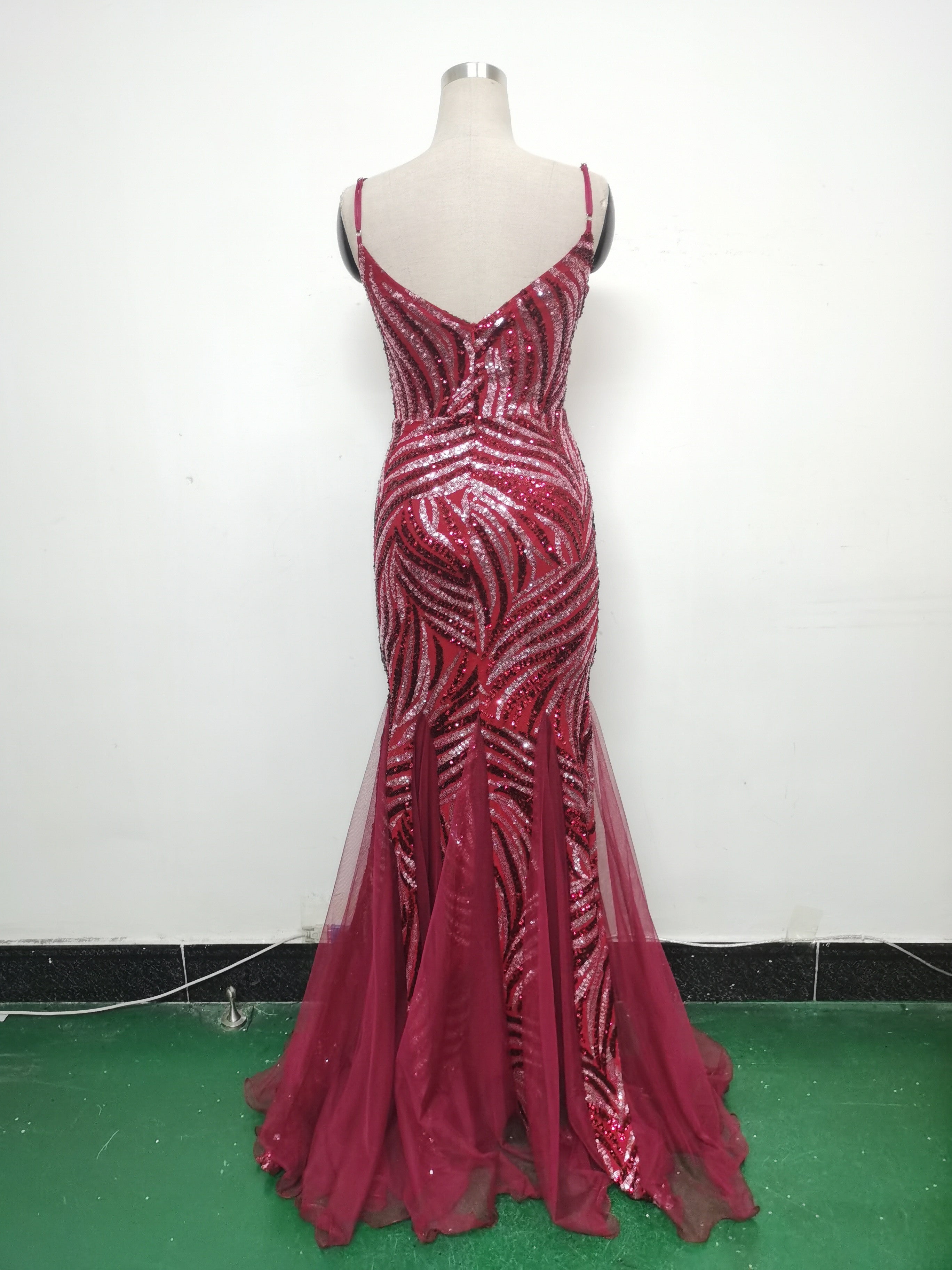 Sequin Patchwork Mesh Strap evening dress 26