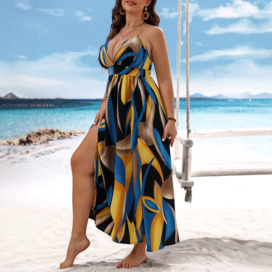 Women Beach Printed Strap Dress