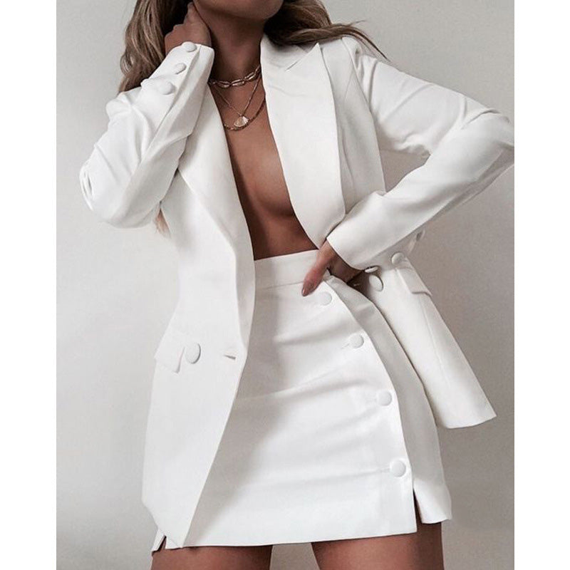 Women autumn blazer + short skirt two-piece set 7
