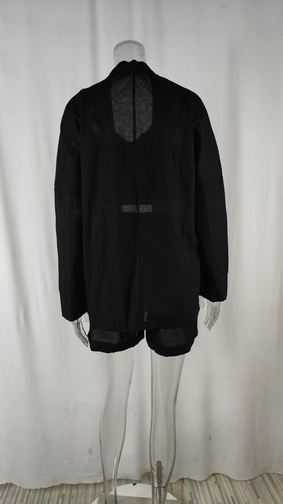 Spring Women's Chic Solid Color Vest Shorts Blazer Three Piece 17