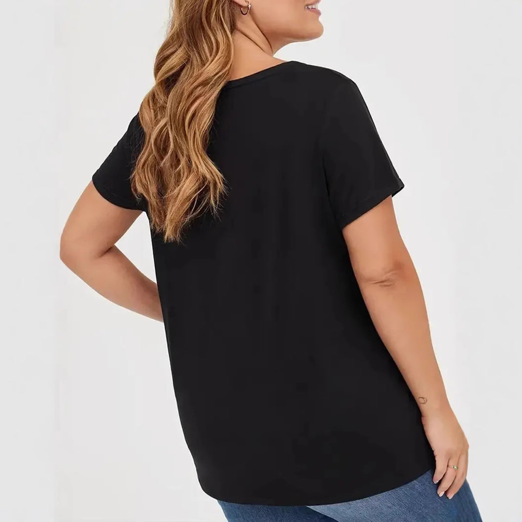 Plus Size Floral Print Short Sleeve Round Neck T-Shirt 4