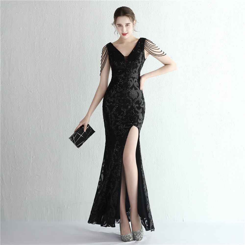 Women Sequined Sequin Long Evening Dress 6