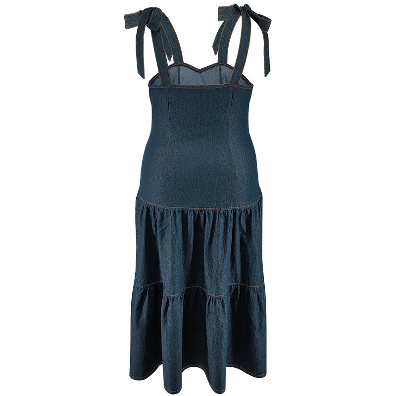 Plus Size Women Sleeveless Denim Dress 11