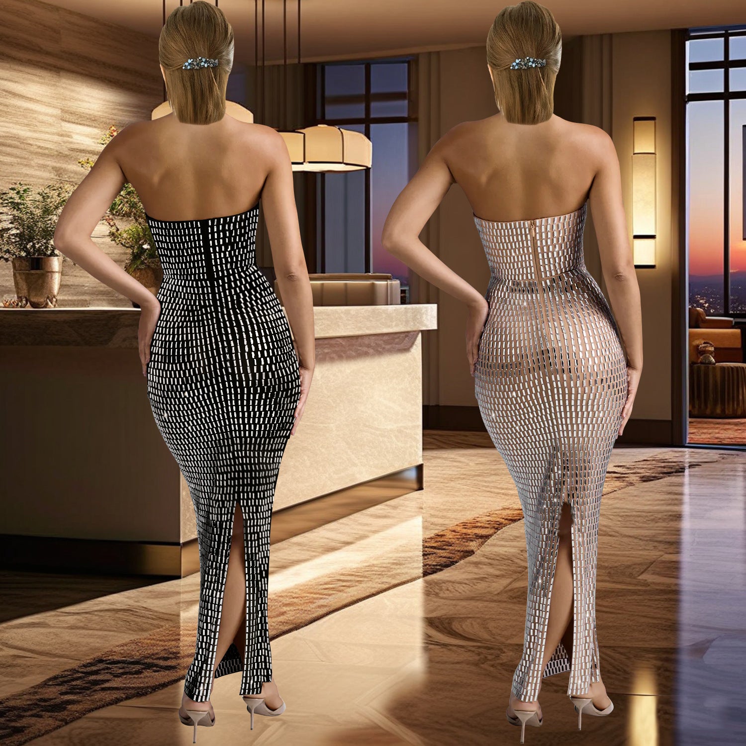 Women Solid beaded sleeveless dress 4