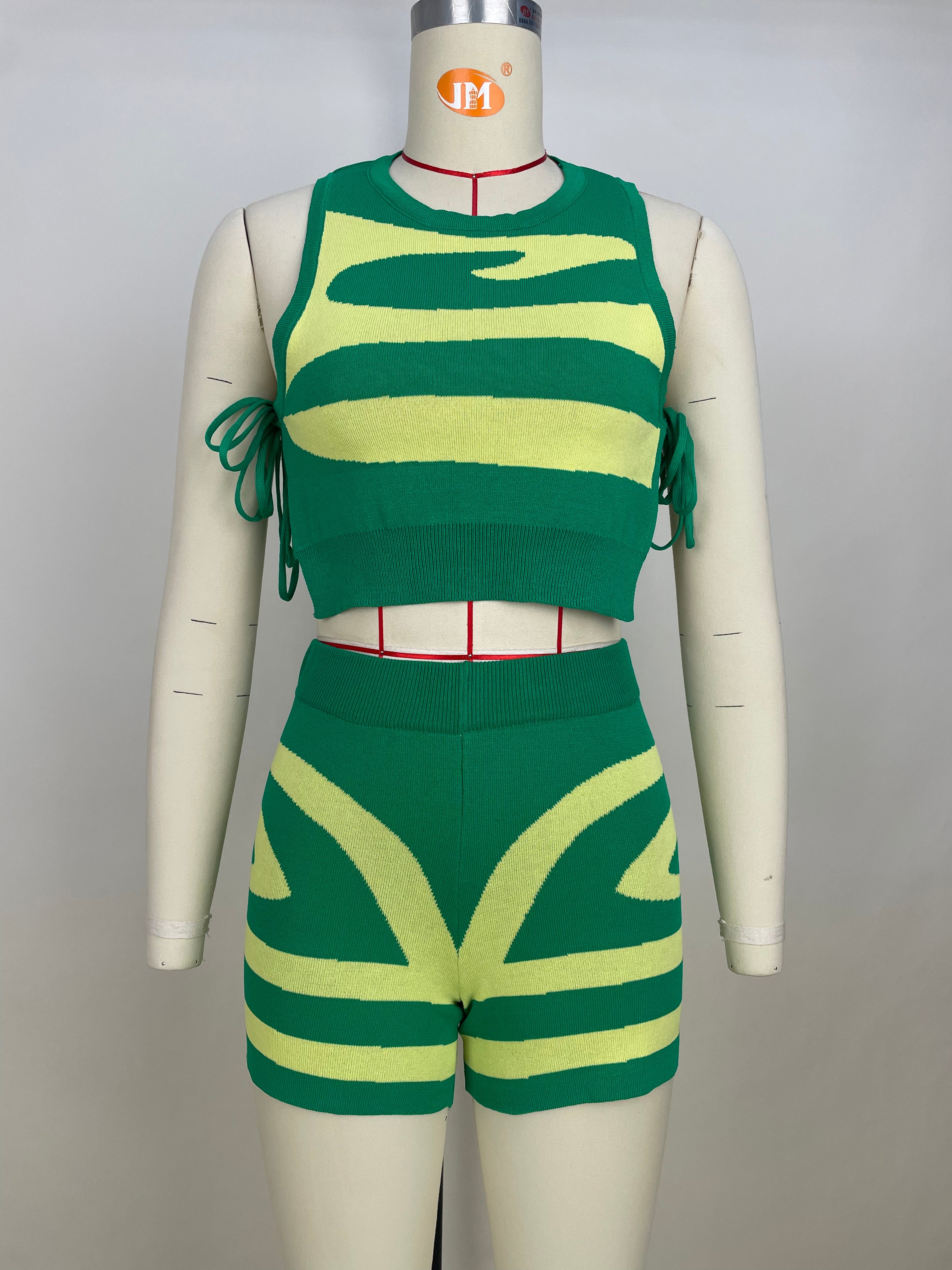 Women's Sleeveless Lace-Up Print Casual Two-Piece Set 19