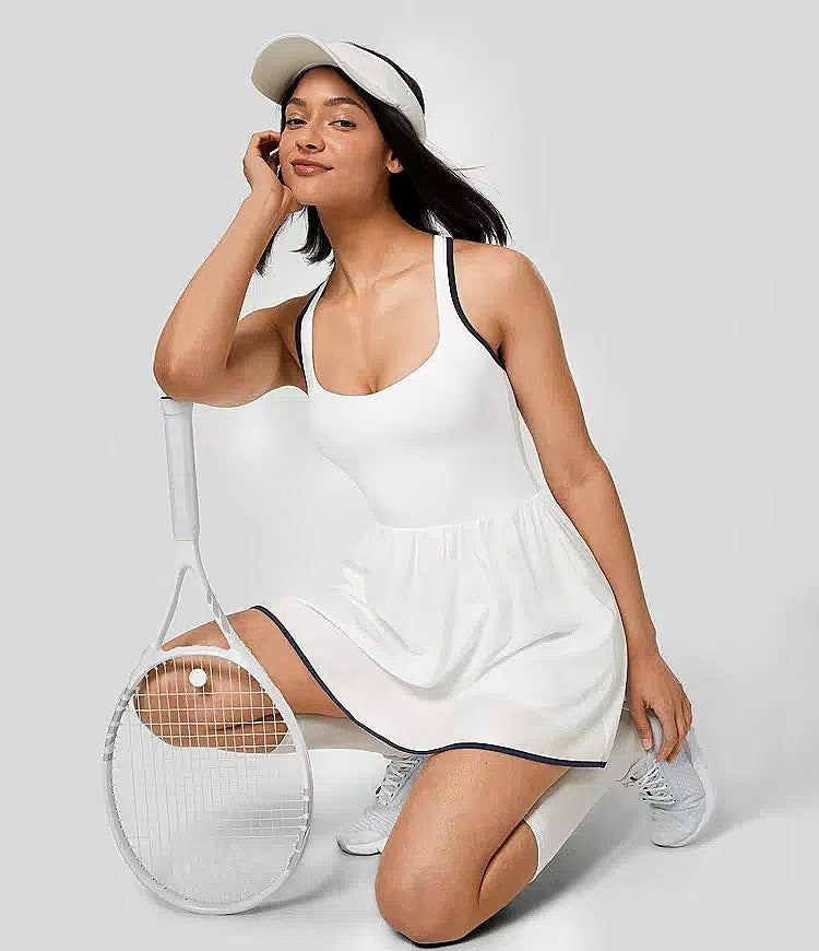 Women tennis sports skirt sleeveless bow dress