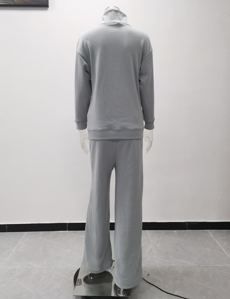 Women knitting lace-up Top and Pant Casual two-piece set 11