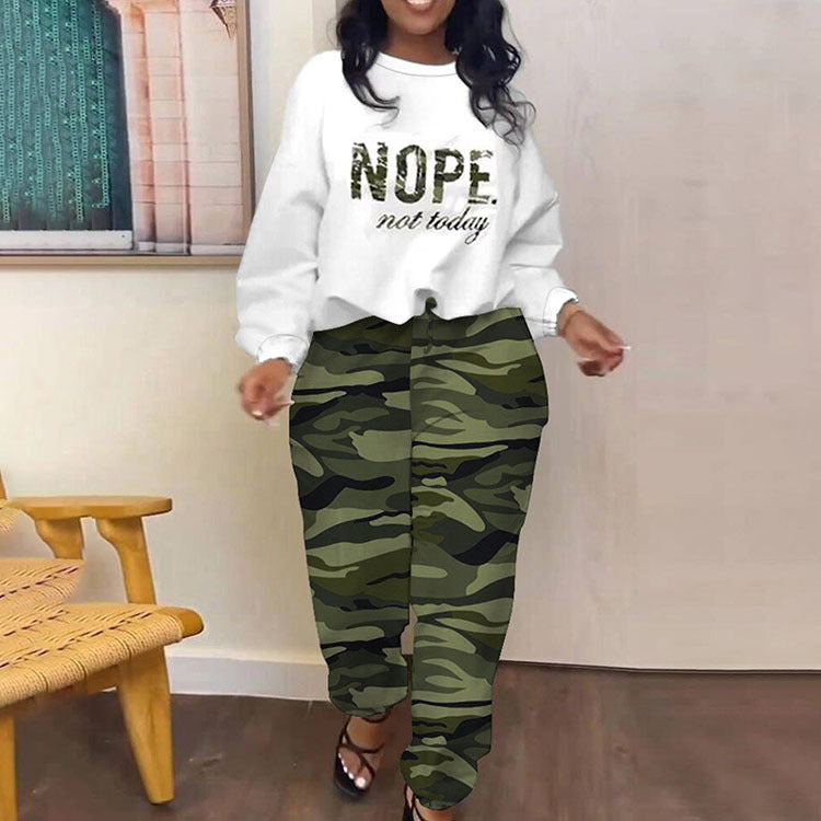 Women's Sexy Casual Printed Pants And Pullover Top Two Piece Set 6