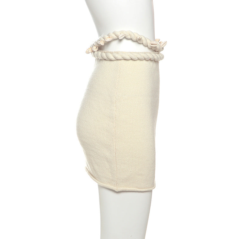 Women Summer Sexy Solid Knitting Crop Top and Skirt Two Piece Set 19