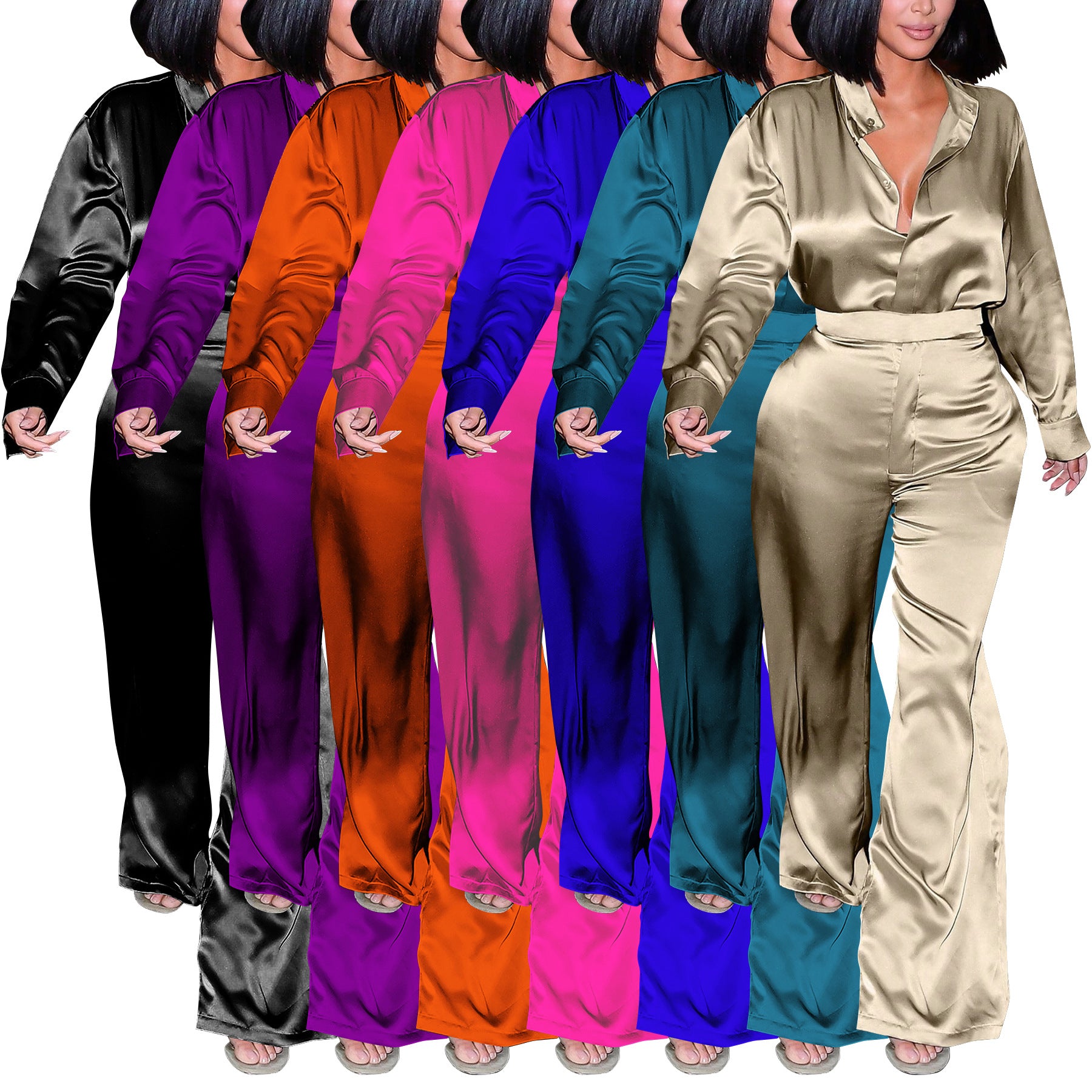 Fashion Women's Long Sleeve Shirt & Pants Set 19