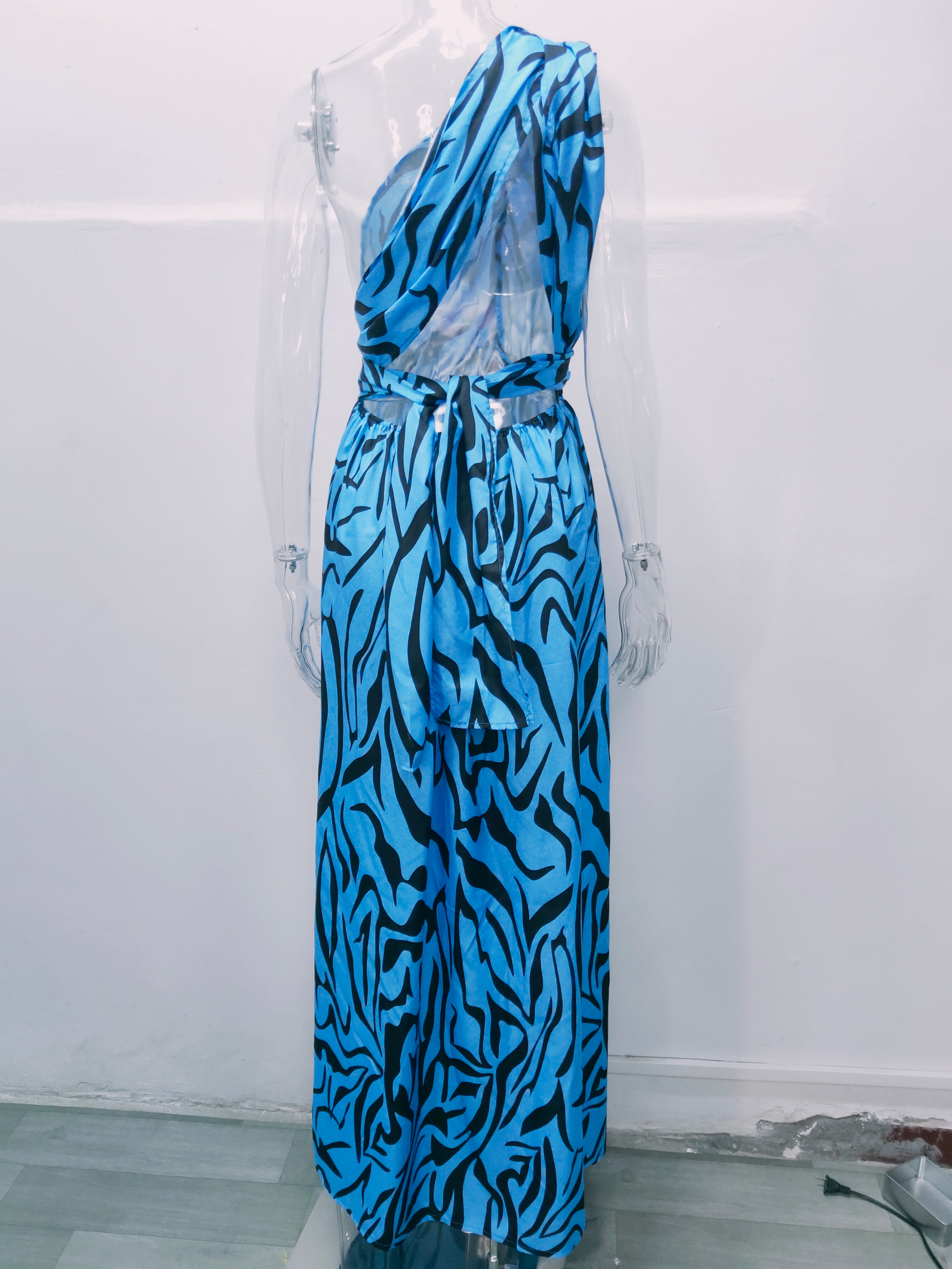 Summer Women'S Sexy One Shoulder Sleeveless Printed Long Maxi Dress For Women 8