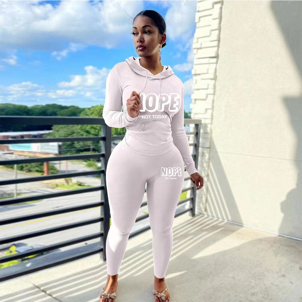 Plus Size Women's Sexy Fashion Printed Sports Two-Piece Pants Set 9