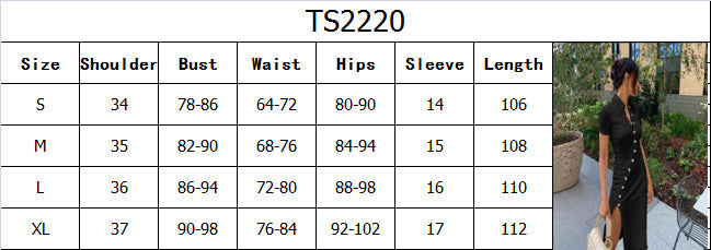 Women Button Bevel Slit Solid Dress 8