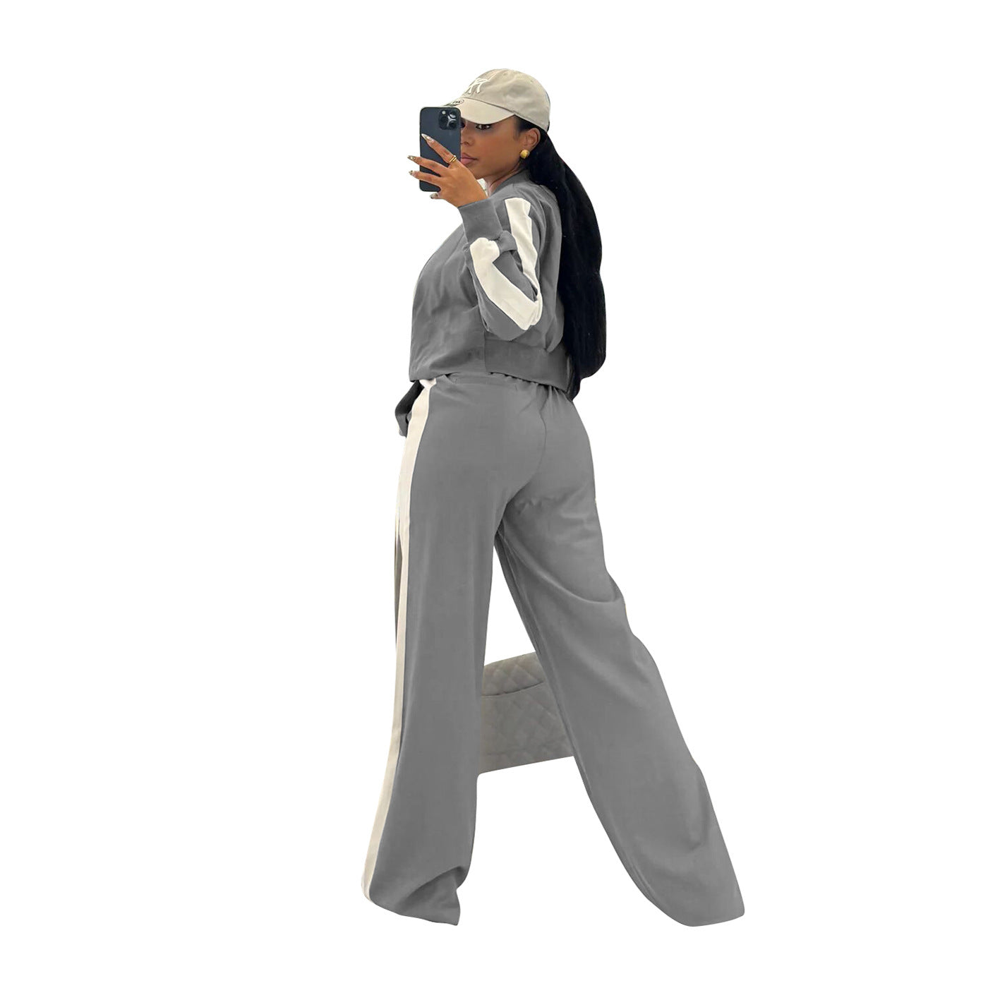 Women's Autumn Winter Casual Long Sleeve Top Wide-Leg Pants Set 6