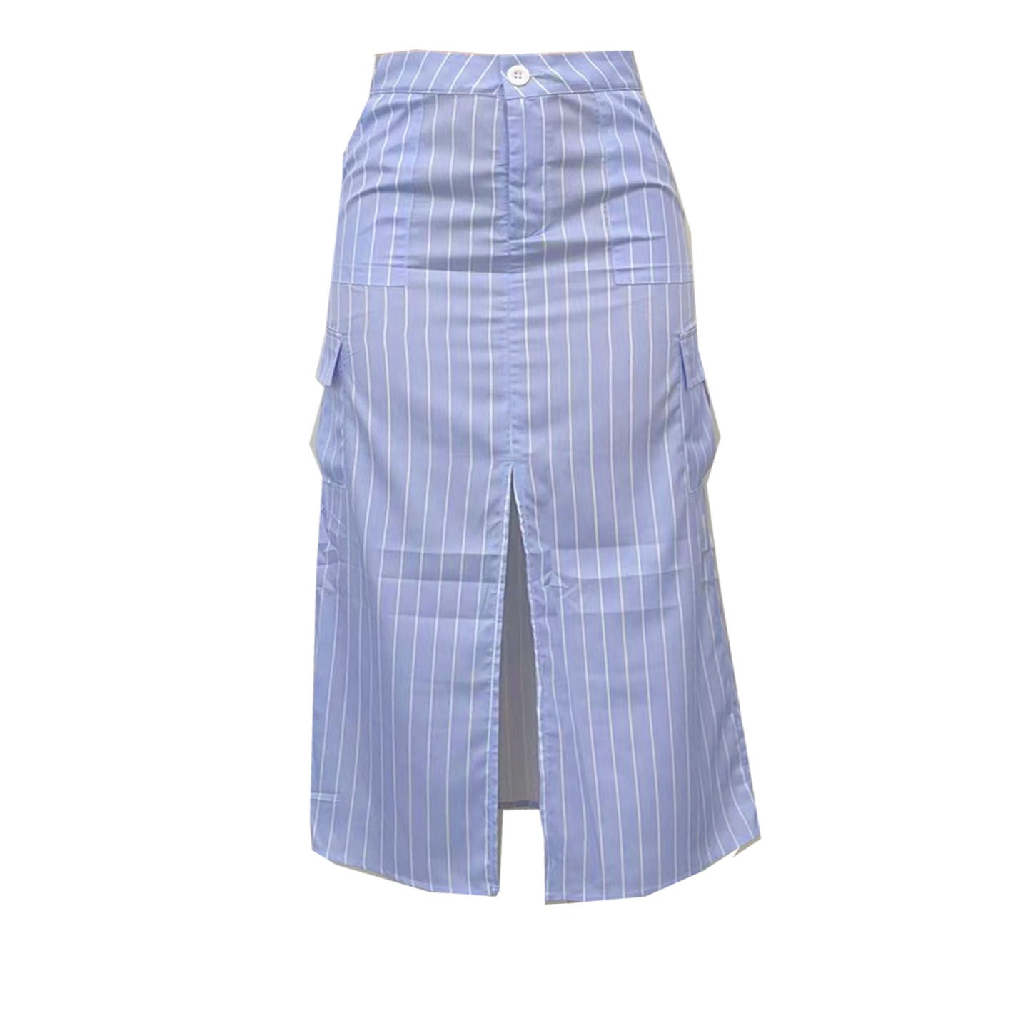 Women summer striped split cargo skirt 6
