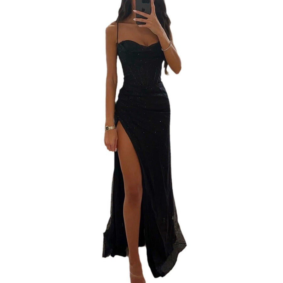 Women Party Strap Loose Casual Slit Dress 10
