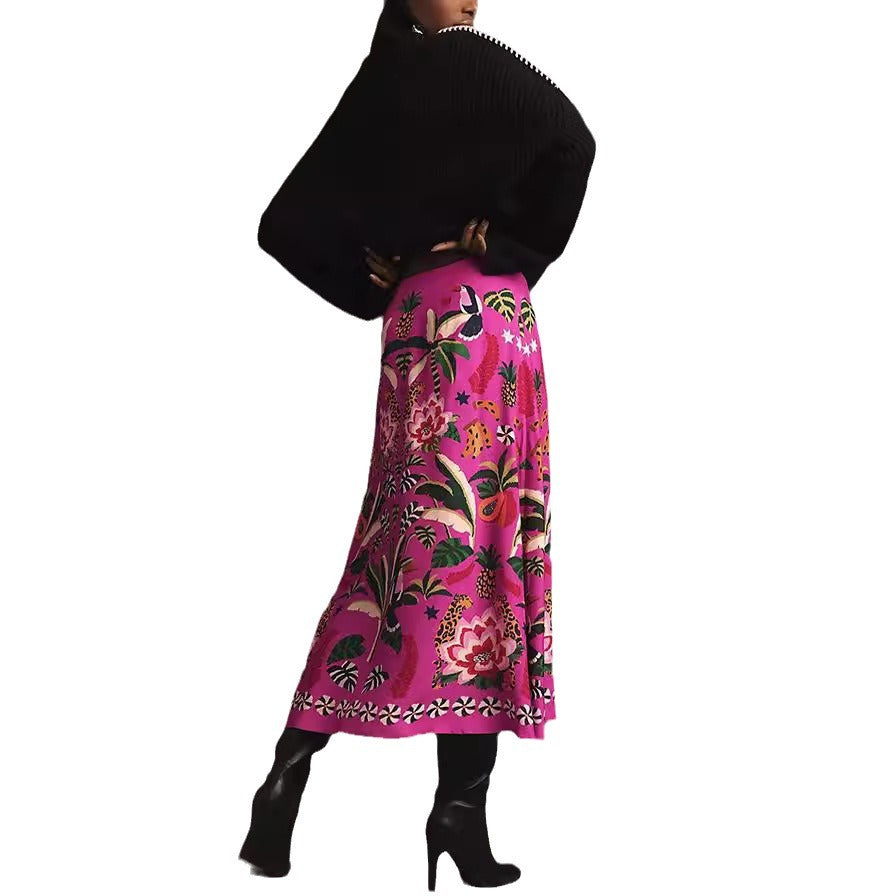Women Spring Printed Vintage Skirt 5