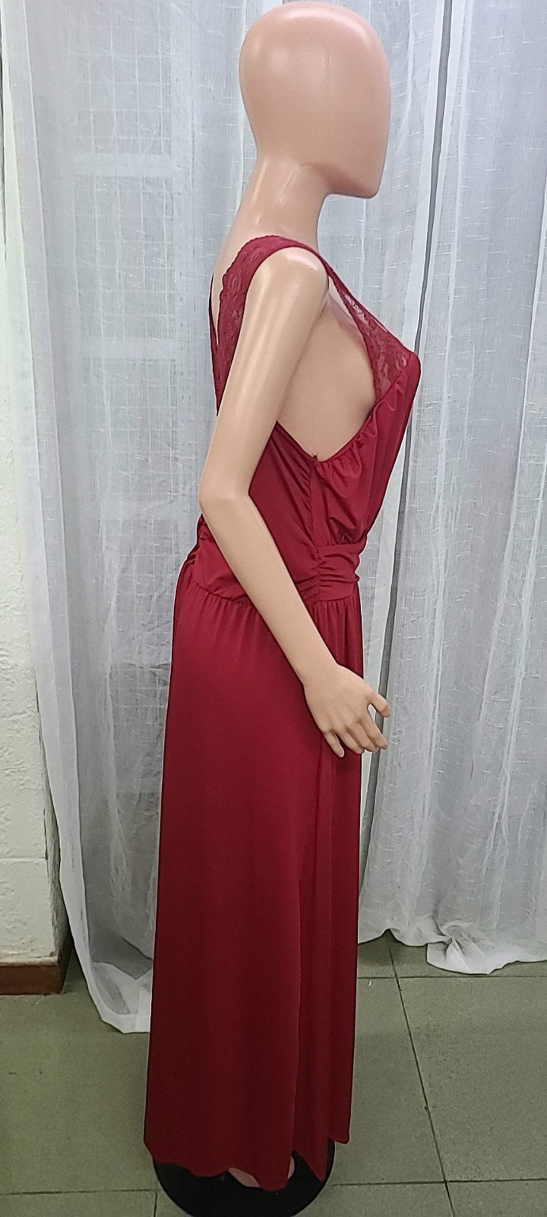 Women sleeveless lace backless slit dress 23