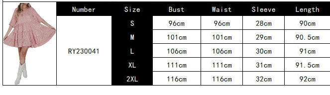 Women 's Sequin Half Sleeve Round Neck Ruffle Loose Formal Party Dress 26