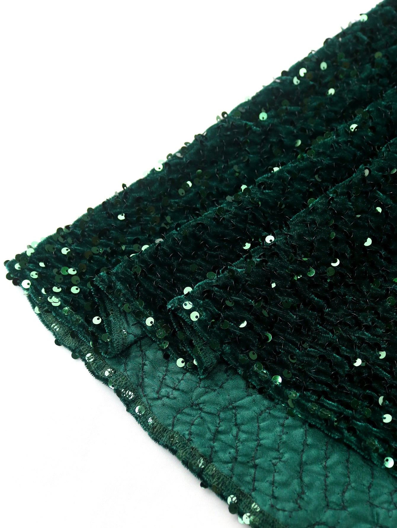 Square Neck Puff Sleeve Formal Party Chic Sequin Dress 10