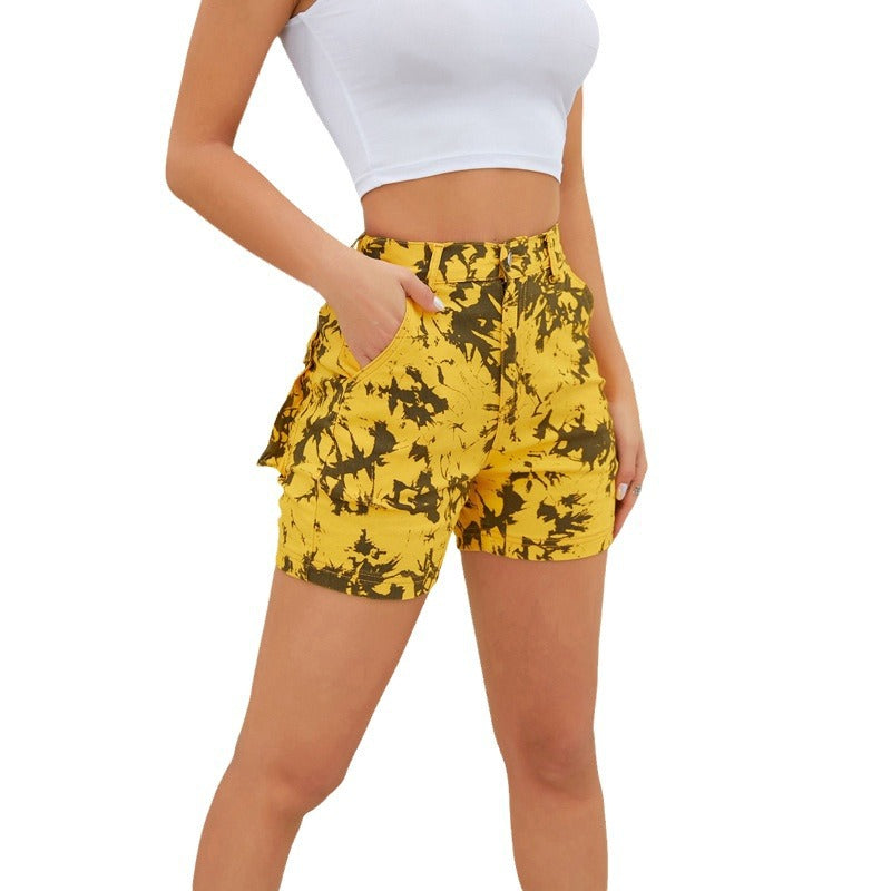 Women Washed Stretch Pattern Casual Denim Shorts 5