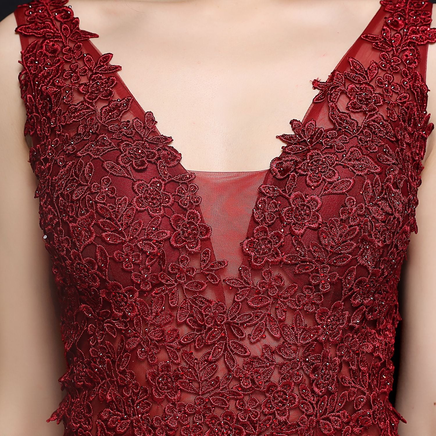 Elegant Lace Diamond Formal Party Dress Bride Long Mermaid Evening Dress 24