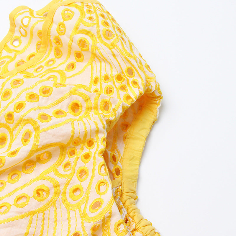 Women Holidays Off Shoulder Embroidered Ruffle Dress 9