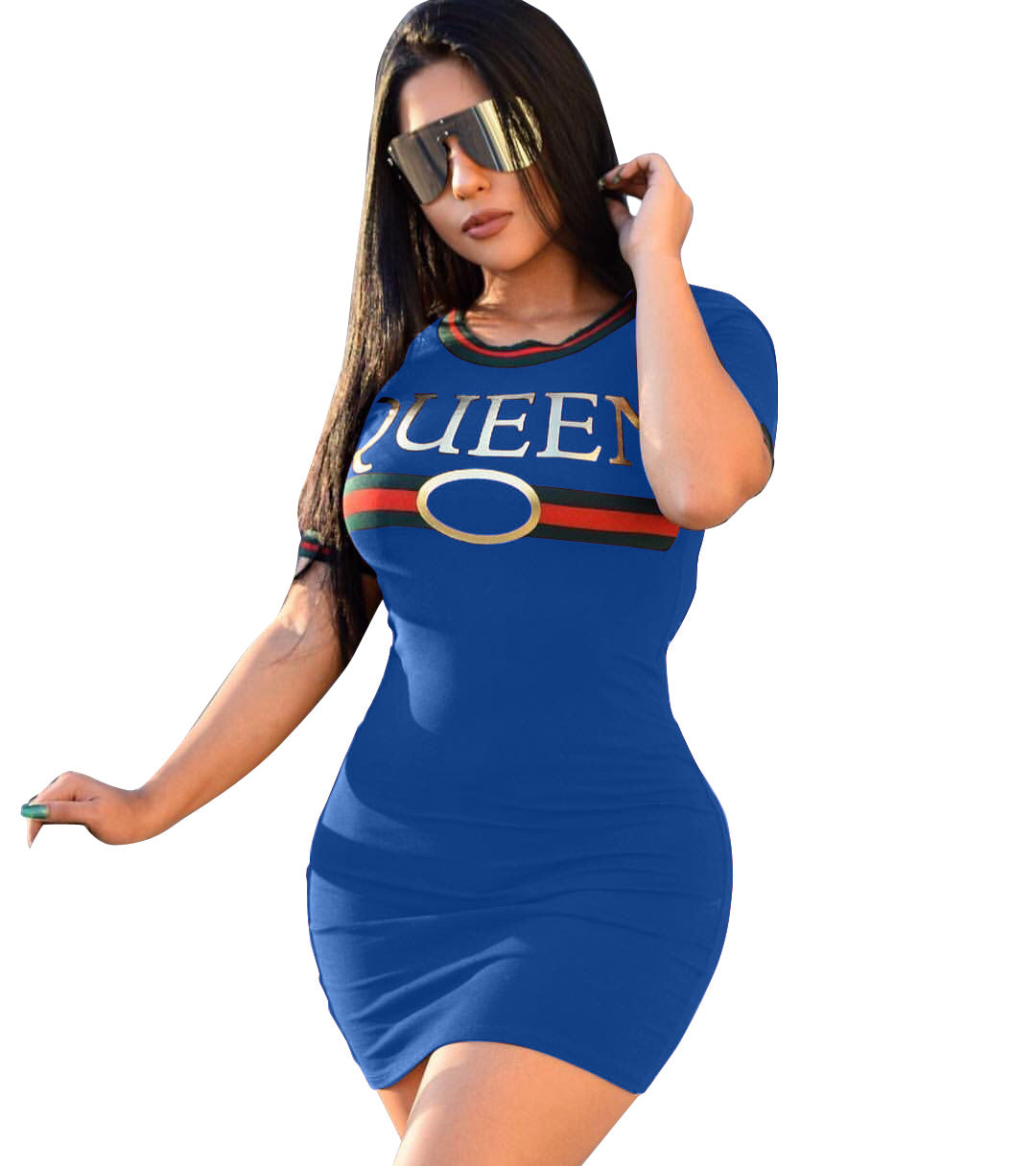 Women Summer Striped Letter Dress 10