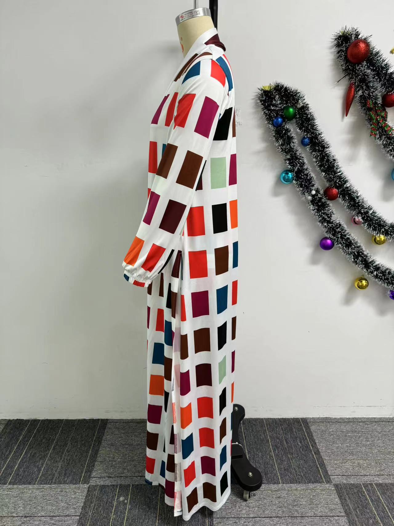 Women Casual Printed Slit Robe and Pant Two-piece Set 8