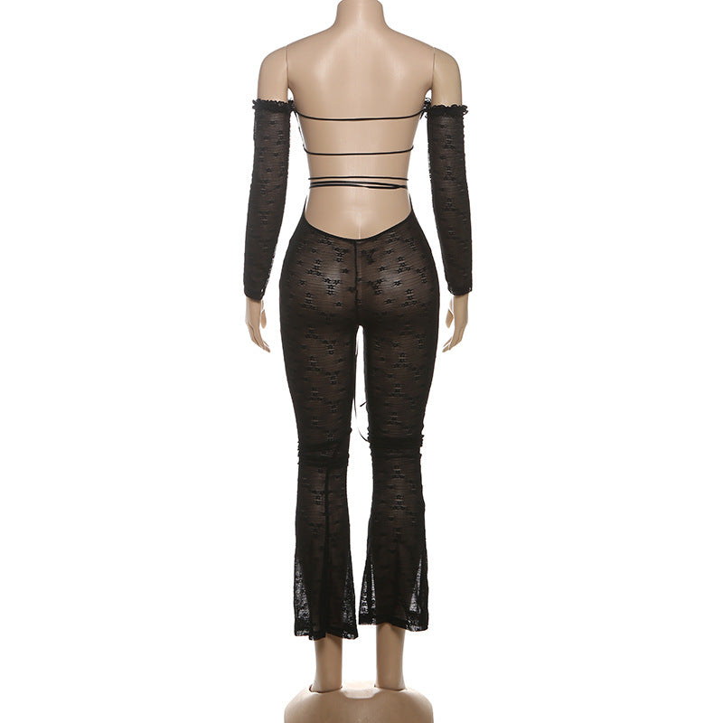 Women Fall Lace See-Through Sexy Jumpsuit 8