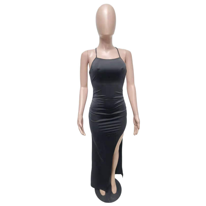 Women's Clothing Spring Summer Fashion Sexy Sling Pure Color Dress 21