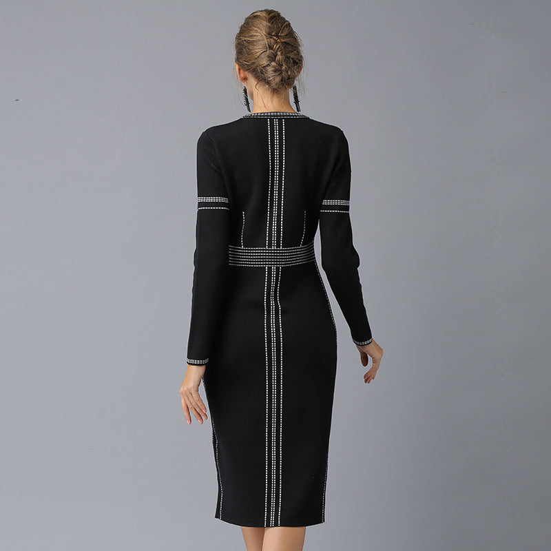 Women knitting Basic Bodycon Sweater Dress 5