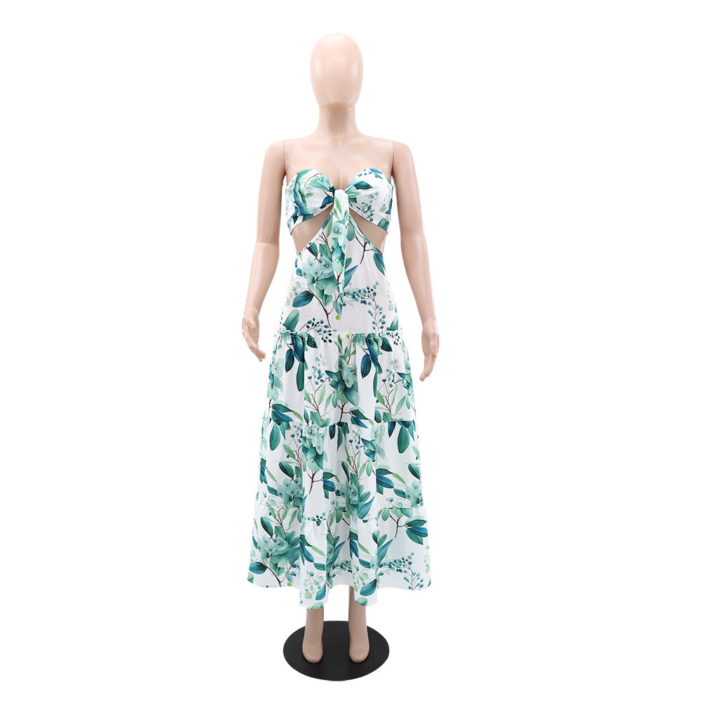 Women Printed Strapless Summer Dress 4