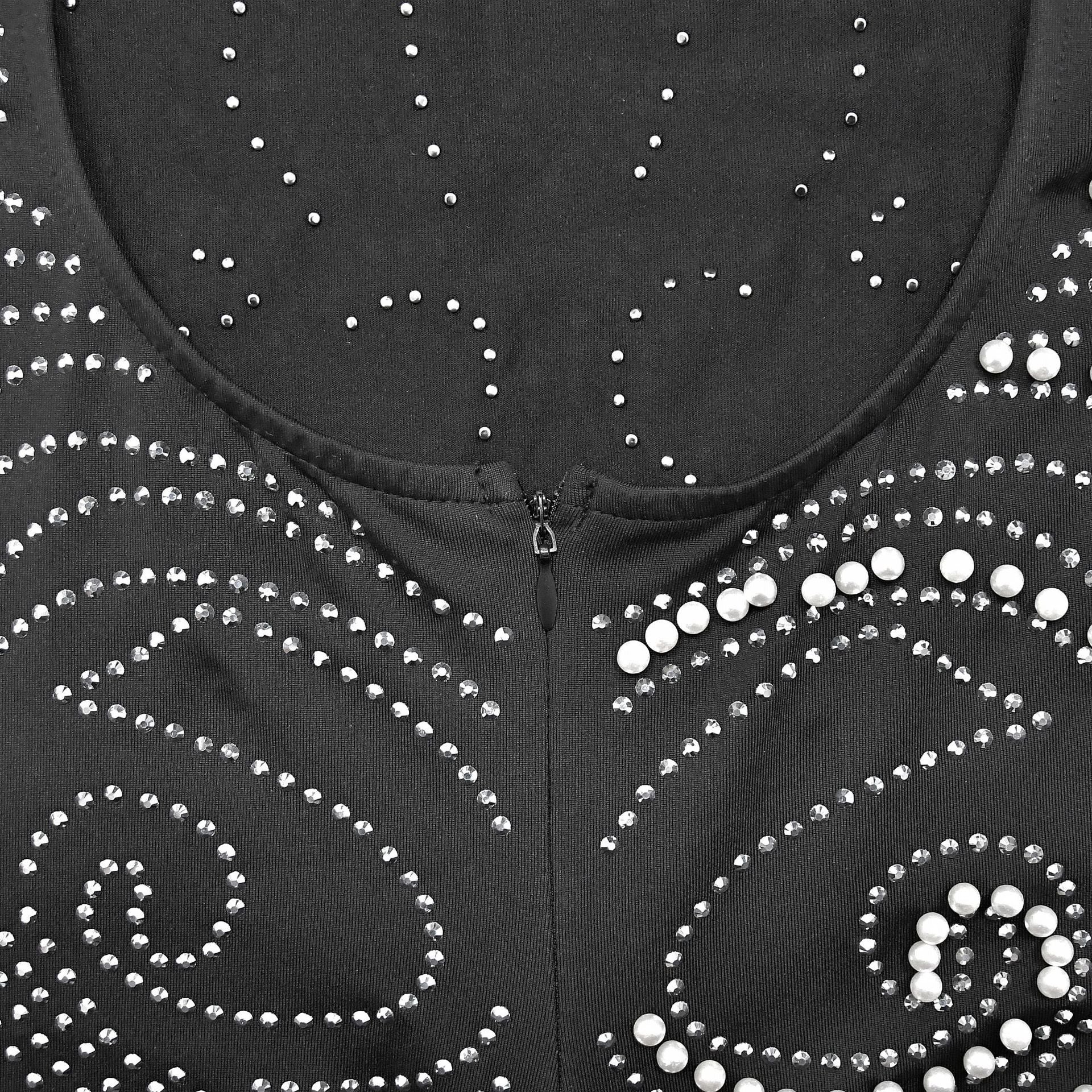 Women Solid Beaded Slit Backless Dress 20