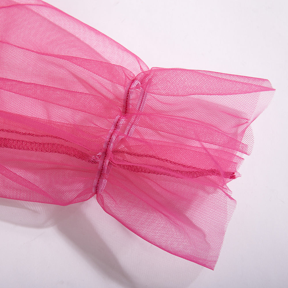 Spring Sexy See-Through Mesh Long Sleeve Double Breasted Slim Waist Chic Women Blazer Dress 33