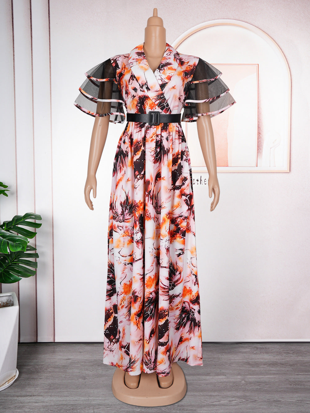 Plus Size African Women Printed Dress Puff Sleeve Long Dress 10