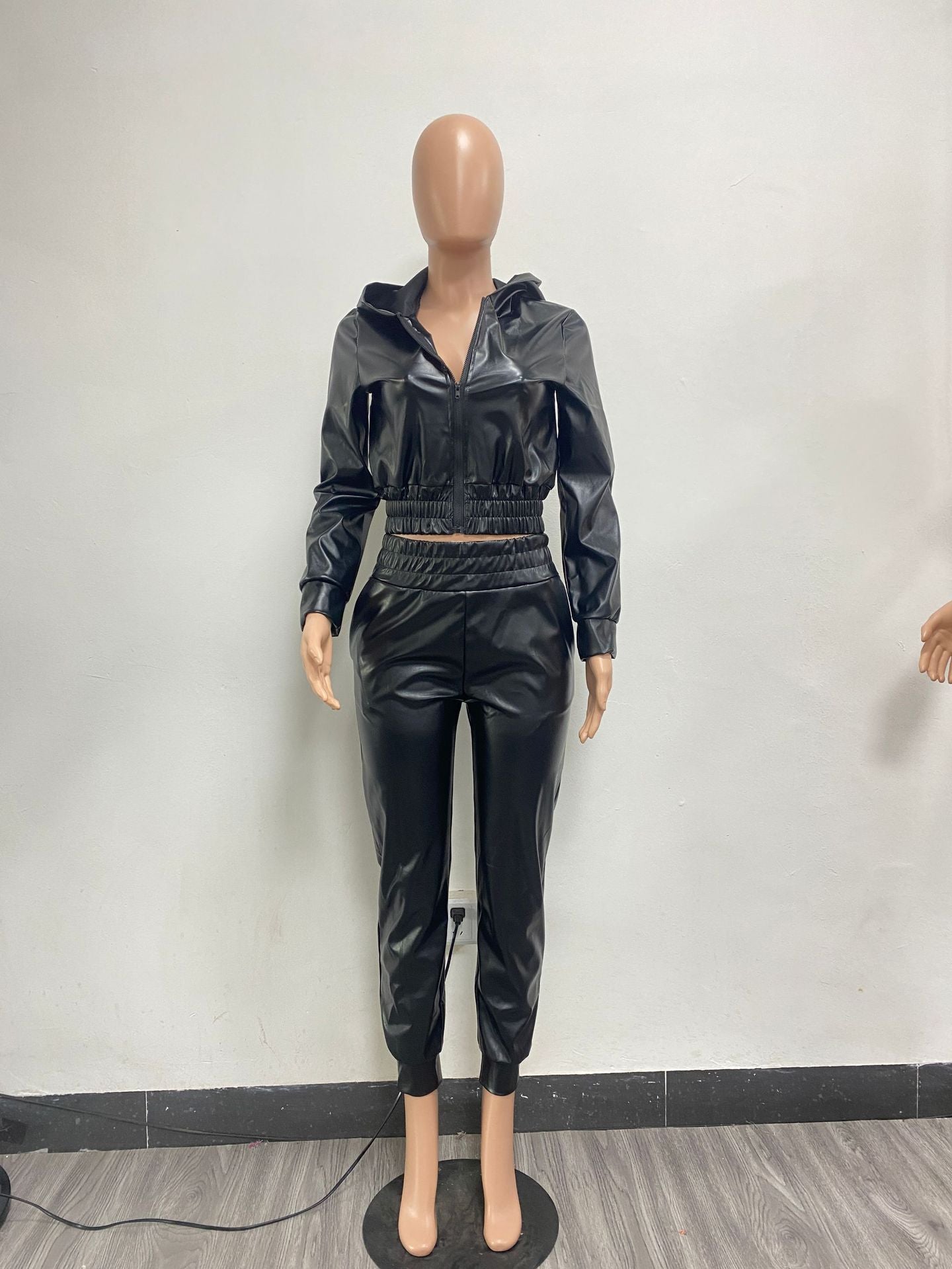 Fashionable And Sexy Pu Leather Casual Two-Piece Suit 11