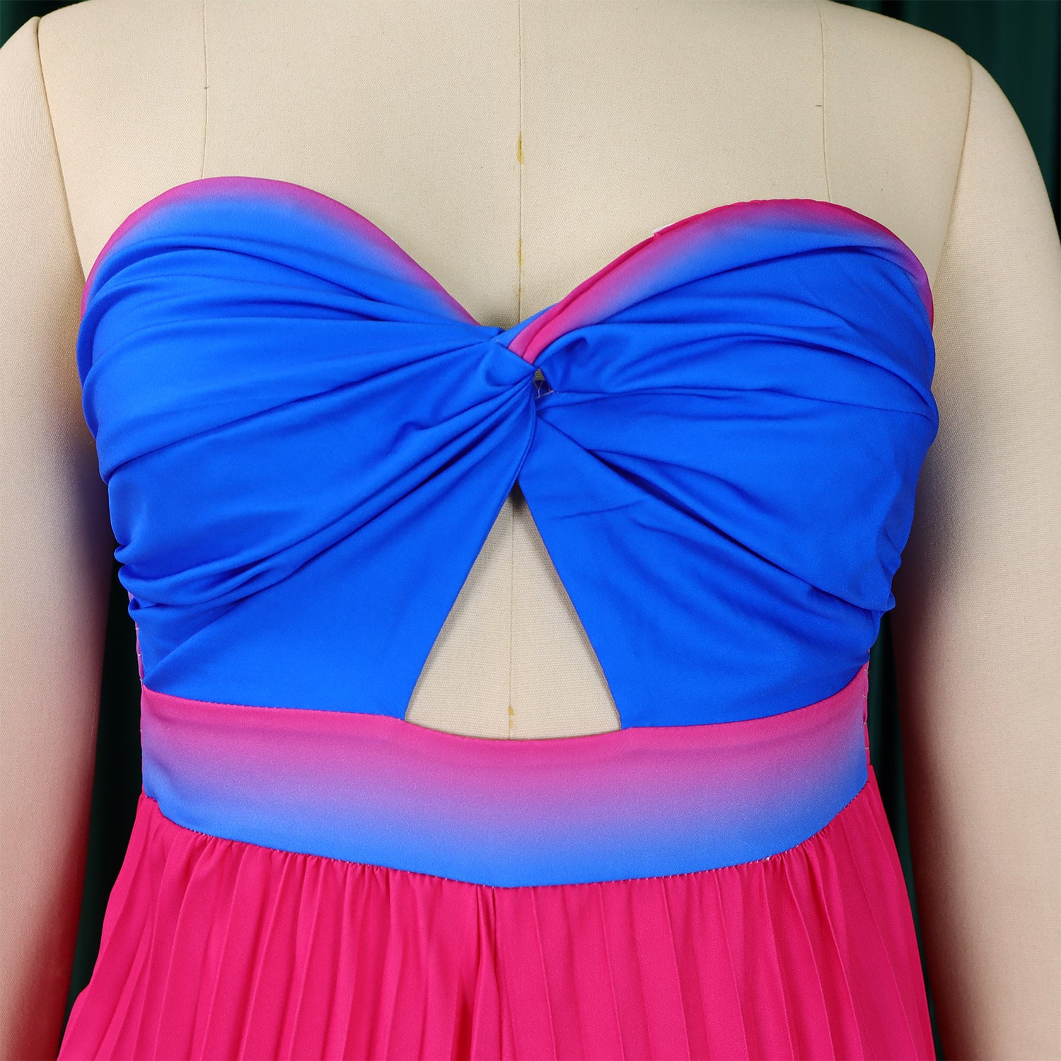 Women's Summer Sexy Strapless Low Back Fashion Gradient Color Wide Leg Jumpsuit 12