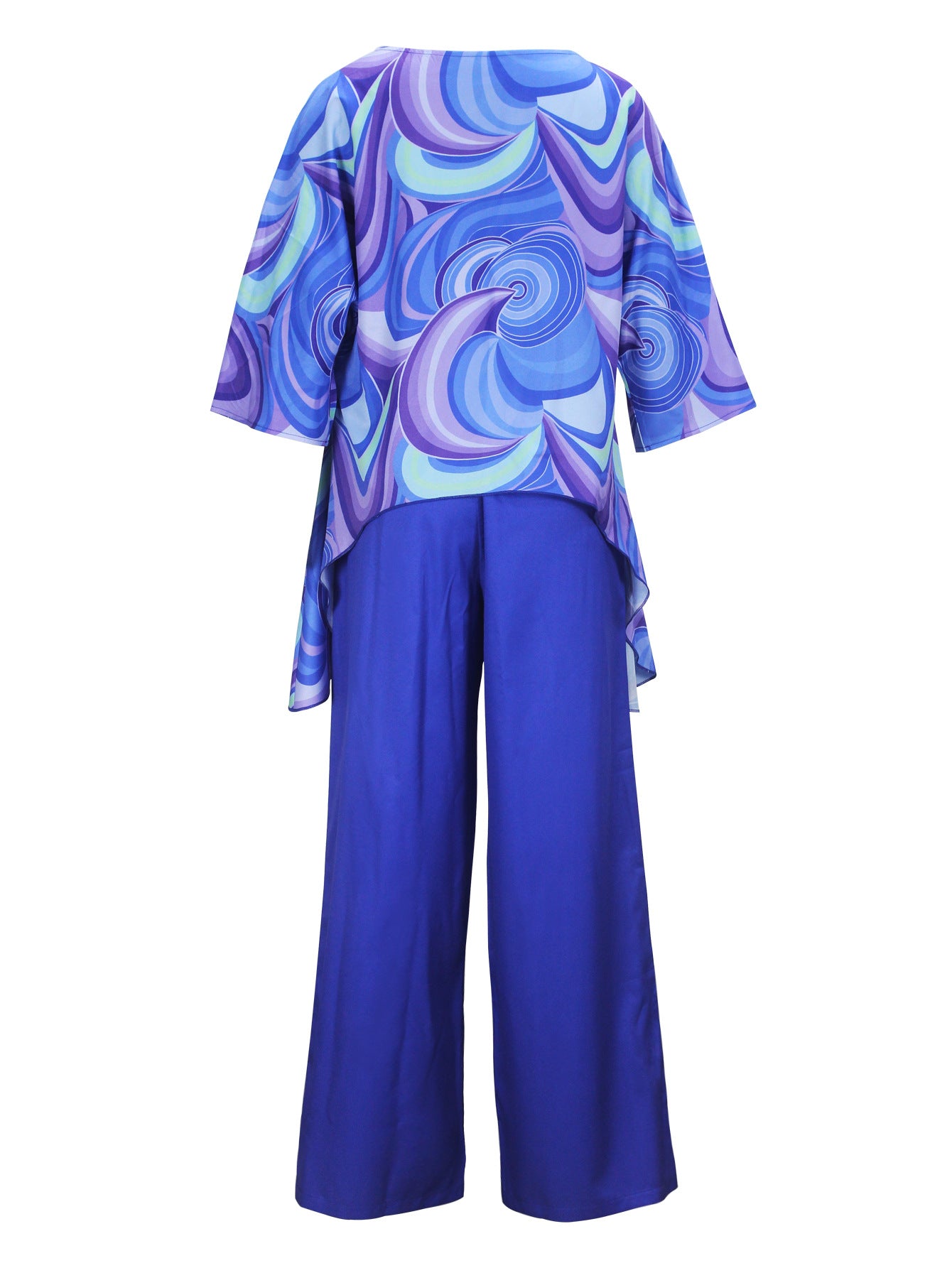 Women Elegant Round Neck Long Sleeve Top and Pants Two-piece Set 9