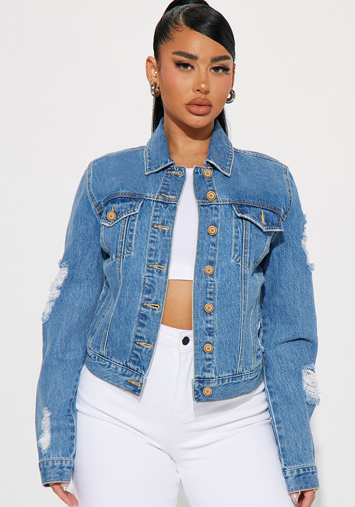 Women Ripped Denim Jackets