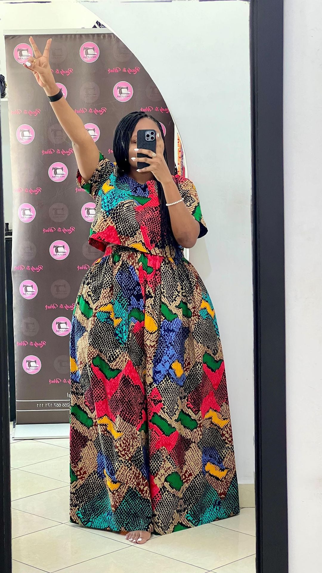 Women Sexy Printed Top and Loose Wide Leg Pants Two-piece Set 10