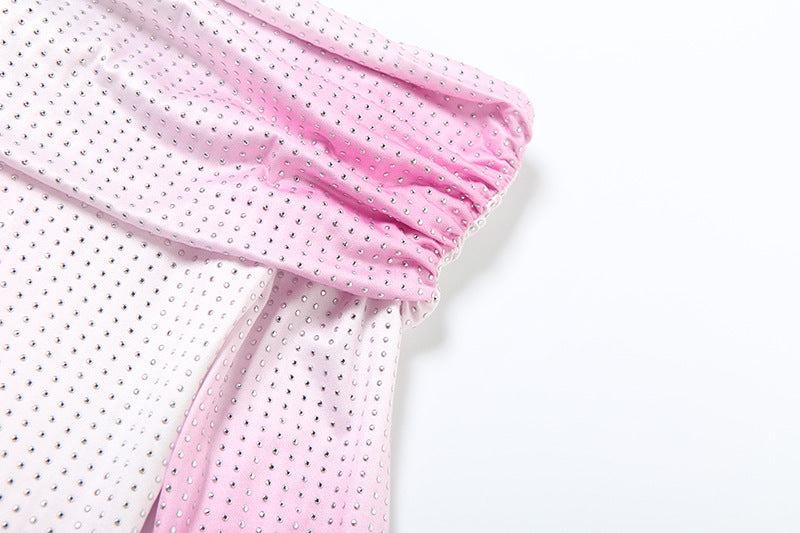 Women Elegant Shiny Gradient Off Shoulder Bodycon Dress 10