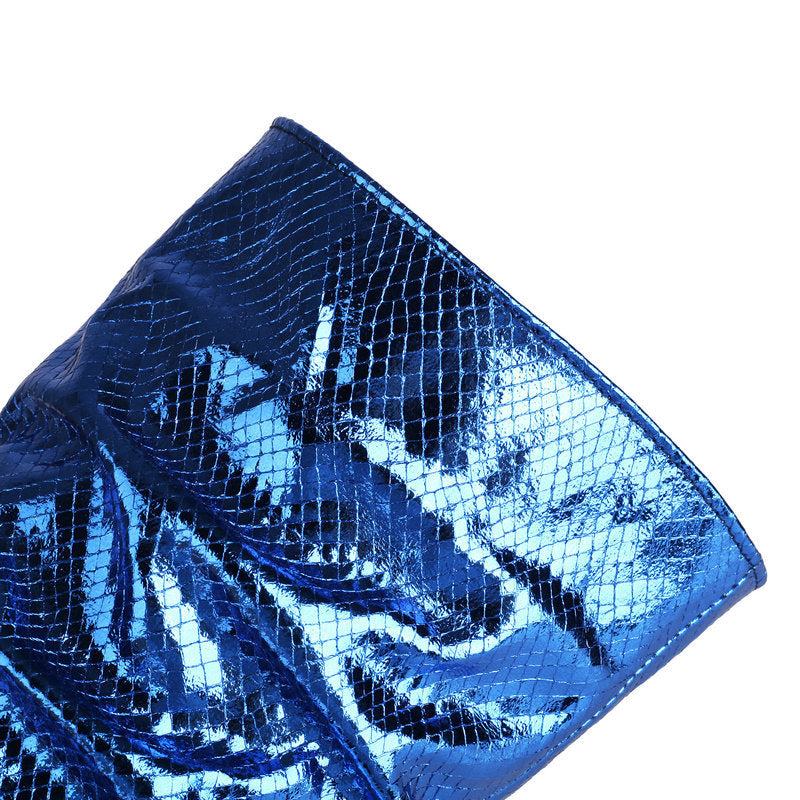 Women's High Boots Shiny Snake Pattern Thick Heel High Heel Knight Boots Waterproof Platform Knee Boots 18