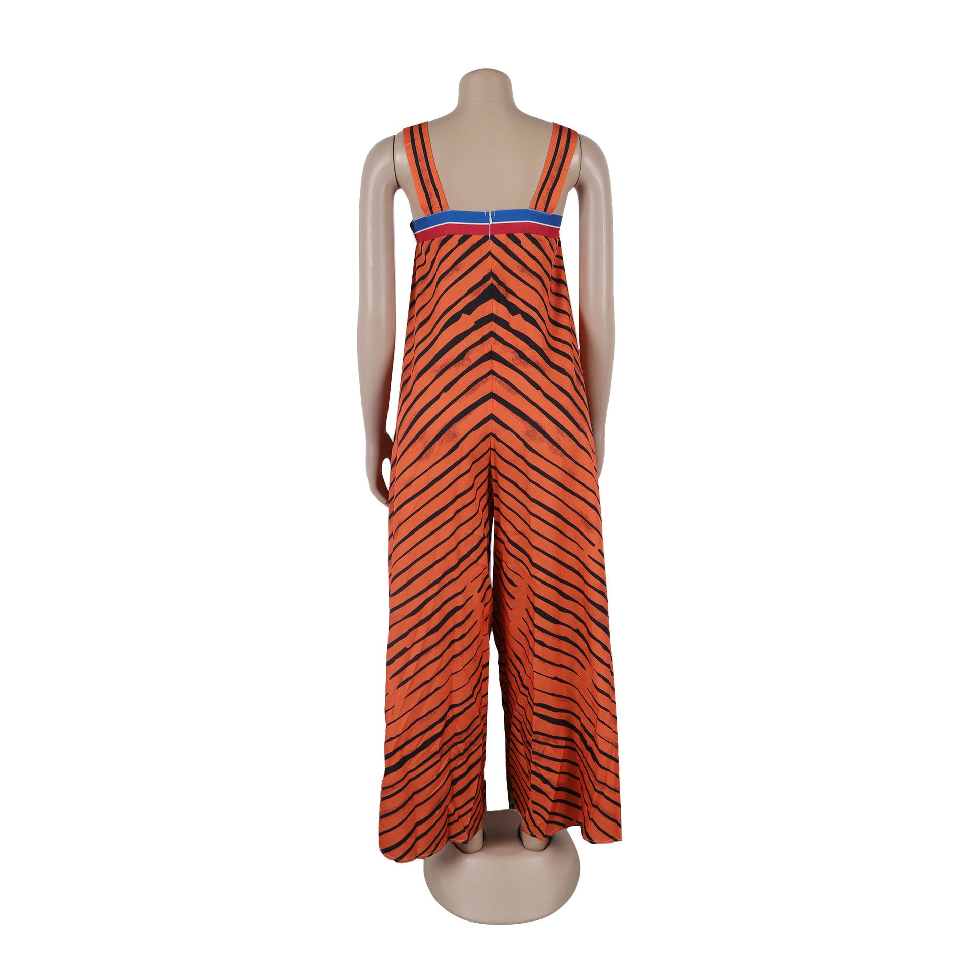Sexy Print Contrast Color Oversized Wide Leg Strap Jumpsuit 7