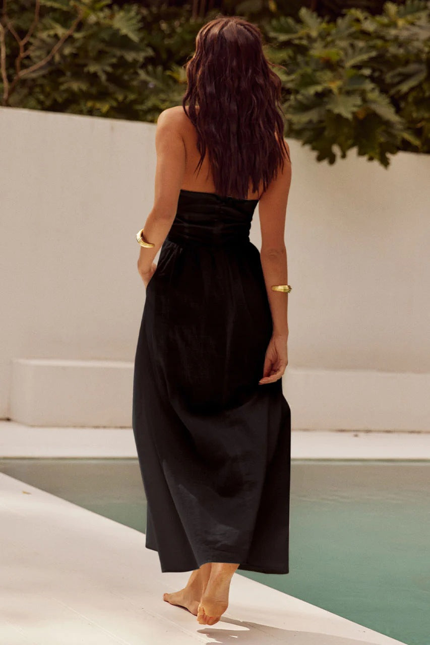 Women's Summer Fashion Chic Low Back Wide Strap Halter Neck Dress 7