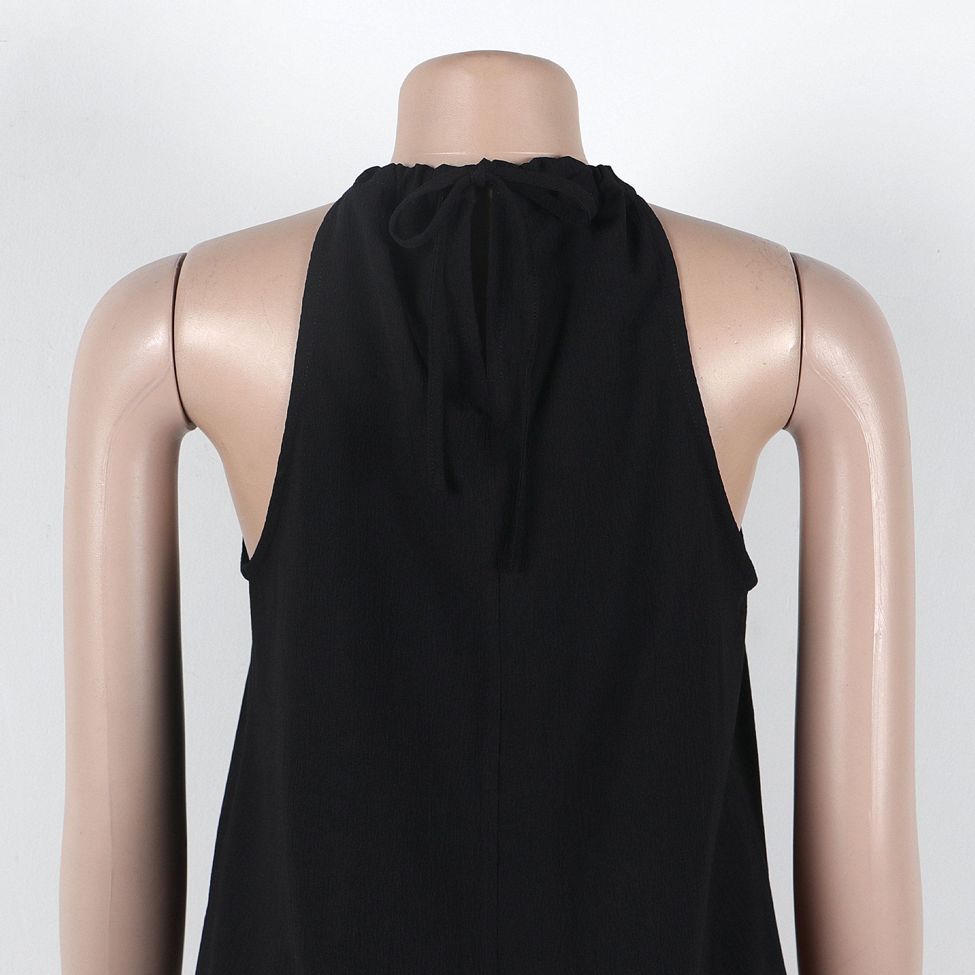 Women sexy solid slit halter neck lace-up sleeveless top and shorts two-piece set 50