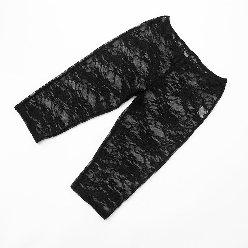 Women's ultra-short Strapless top lace Tight Fitting Knee-Length Shorts two-piece set 10