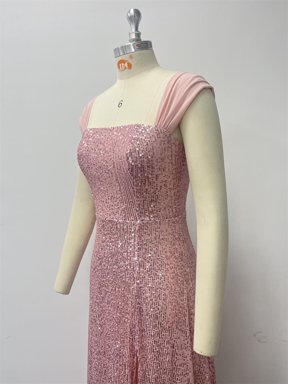 Women sequined sequined suspenders sleeveless slit sexy evening dress 9