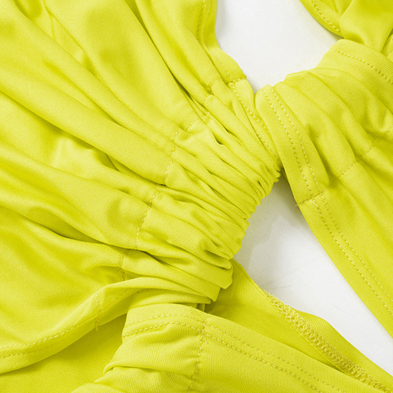 Women's Summer Solid Color Sexy Deep V Hollow Slit Slim Long Dress 32