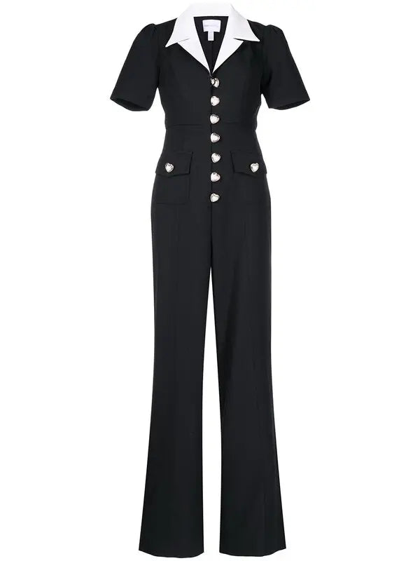 Elegant Career Women Short Sleeve Two Piece Pants Set Office Wear 12